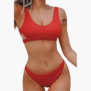 Red Women's Swimwear Bikini Set